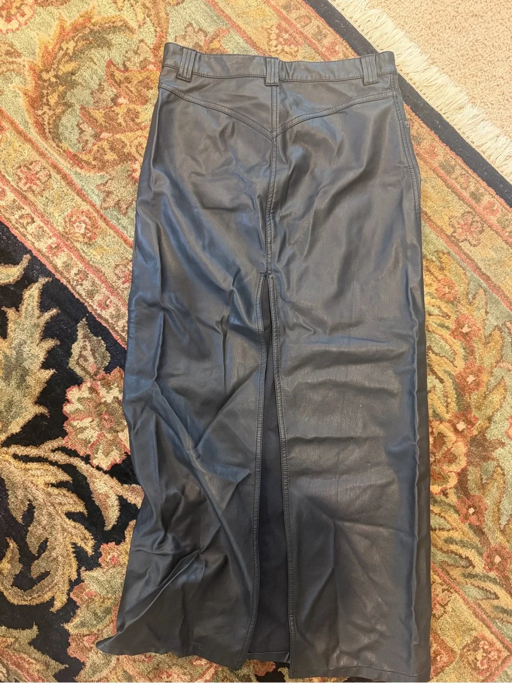 Free People Black Faux Leather Maxi Skirt